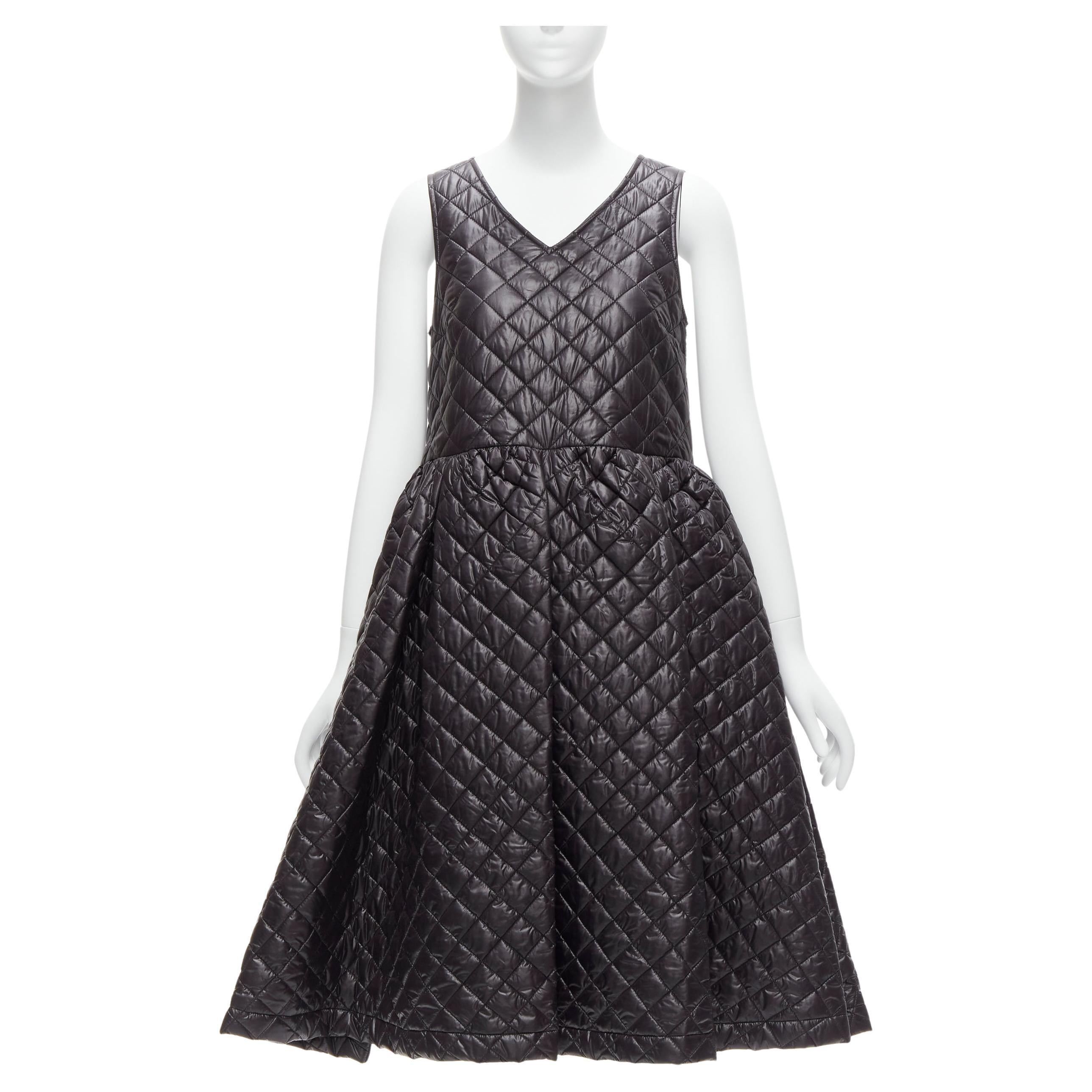 COMME DES GARCONS TRICOT 2014 black quilted nylon voluminous mou mou dress S For Sale