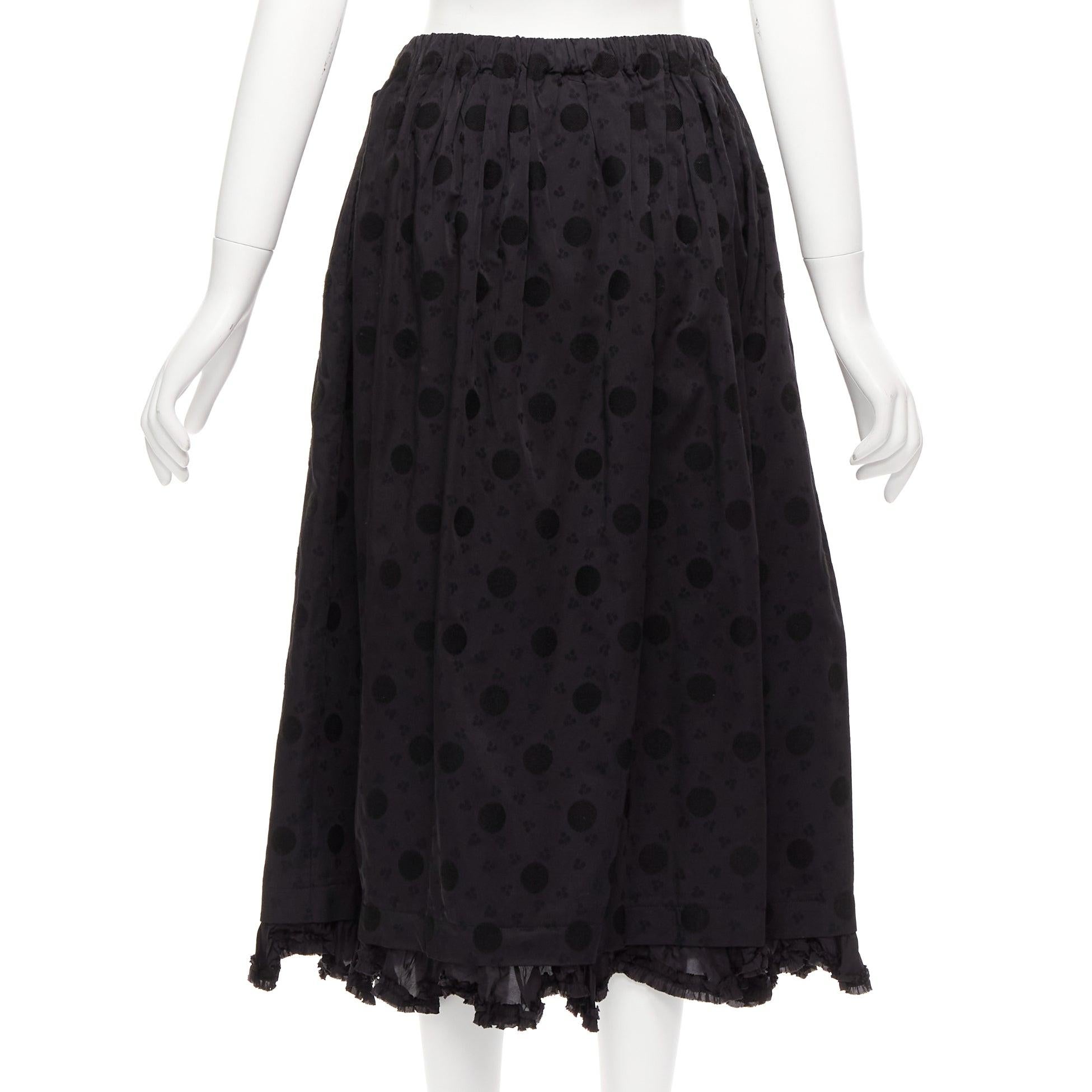 COMME DES GARCONS Tricot 2019 black polka dot jacquard ruffle hem midi skirt S In Excellent Condition For Sale In Hong Kong, NT