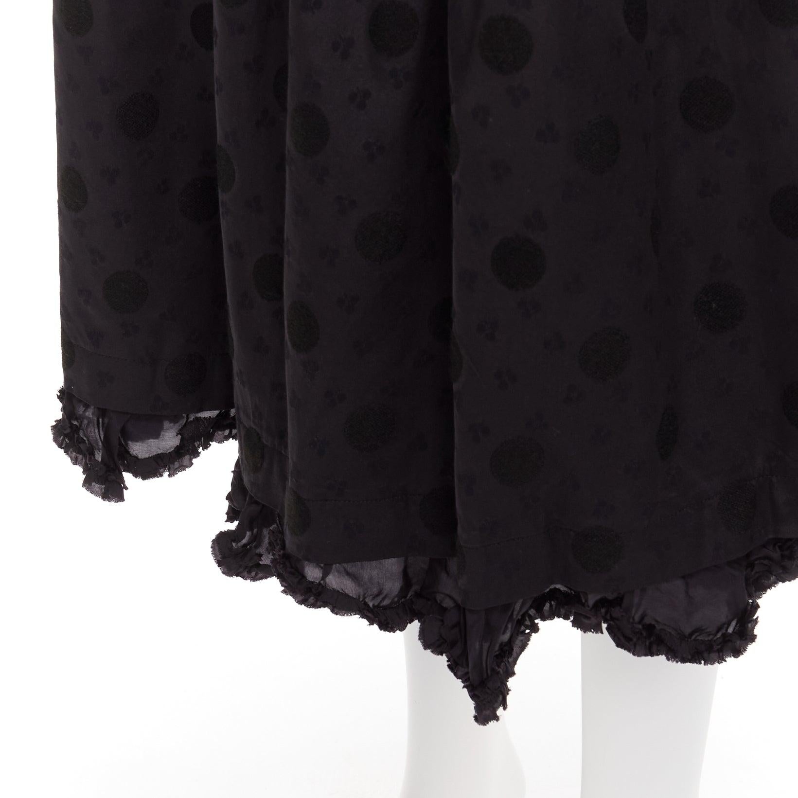 COMME DES GARCONS Tricot 2019 black polka dot jacquard ruffle hem midi skirt S For Sale 1