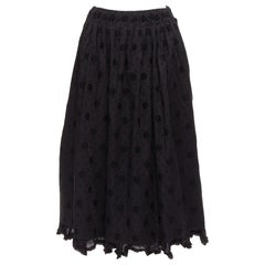 COMME DES GARCONS Tricot 2019 black polka dot jacquard ruffle hem midi skirt S