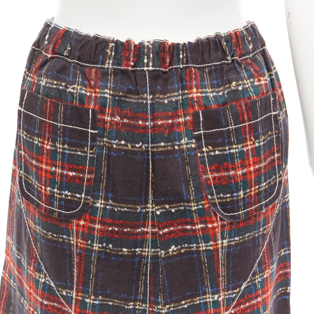 COMME DES GARCONS Tricot 2019 tartan print tromp loeil drop crotch wide pants S For Sale 1