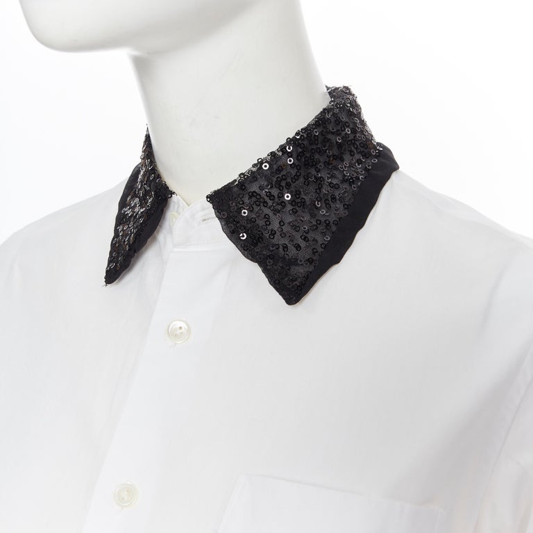 COMME DES GARCONS TRICOT AD2011 black sequins collar long sleeve shirt top  S at 1stDibs
