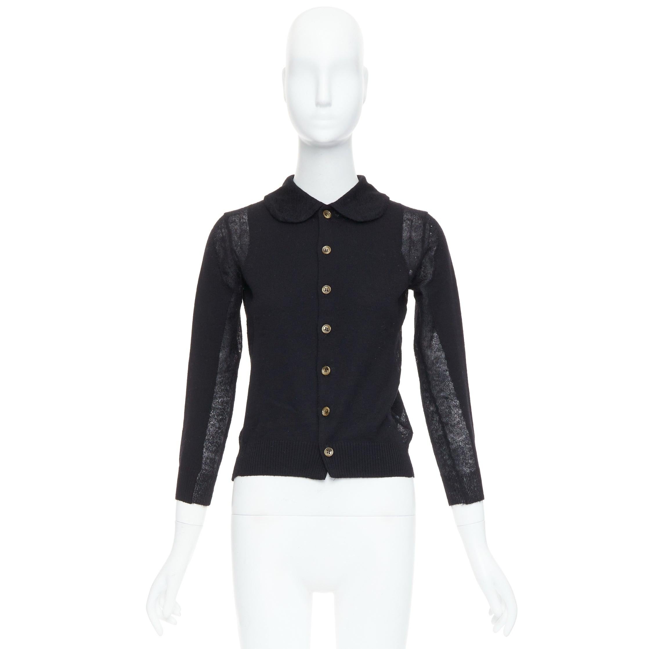 COMME DES GARCONS Tricot black peterpan collar sheer panels cardigan 5