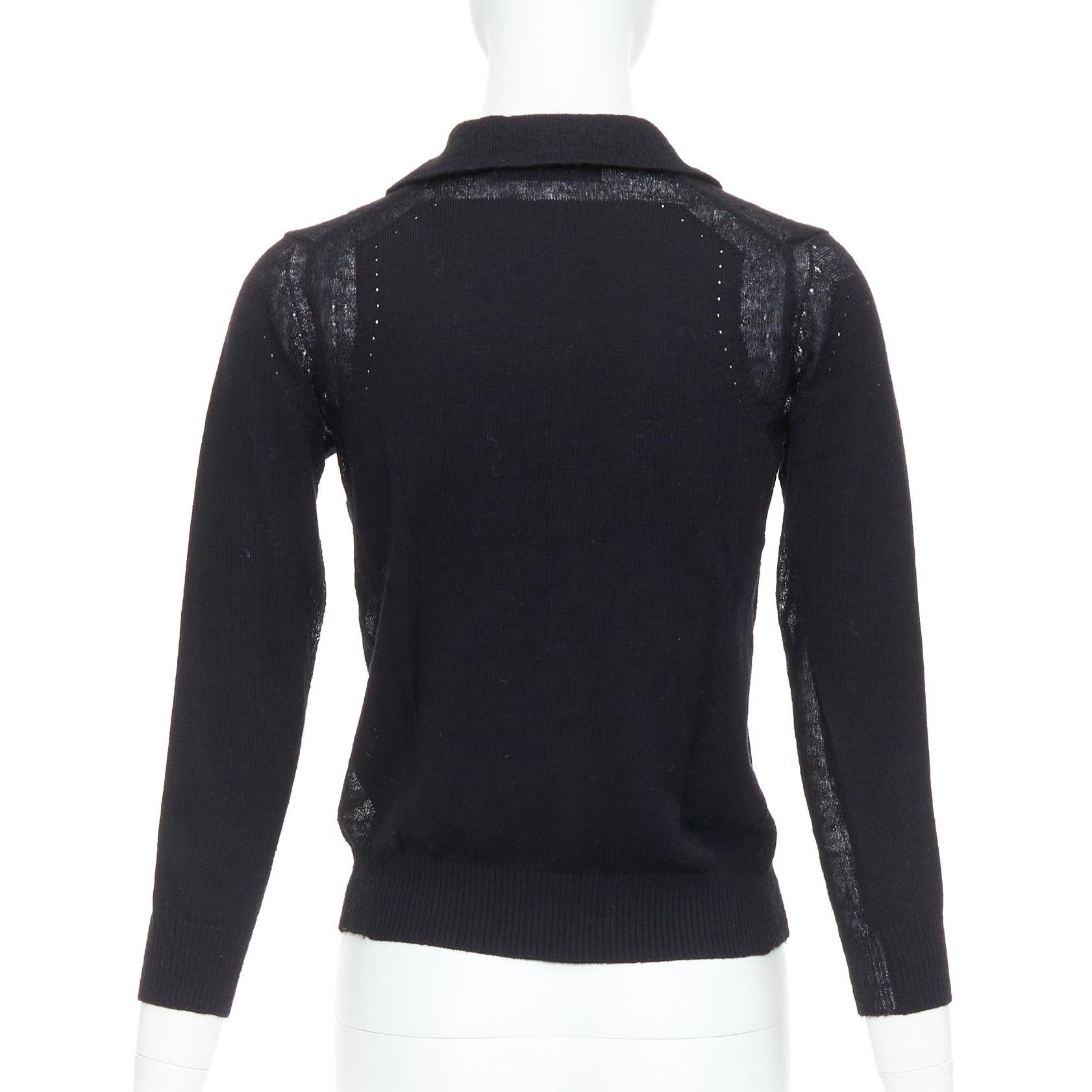 COMME DES GARCONS Tricot black peterpan collar sheer panels cardigan 1