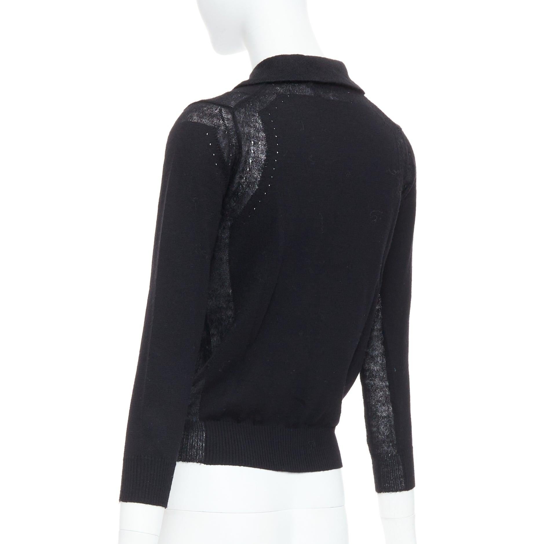 COMME DES GARCONS Tricot black peterpan collar sheer panels cardigan 2
