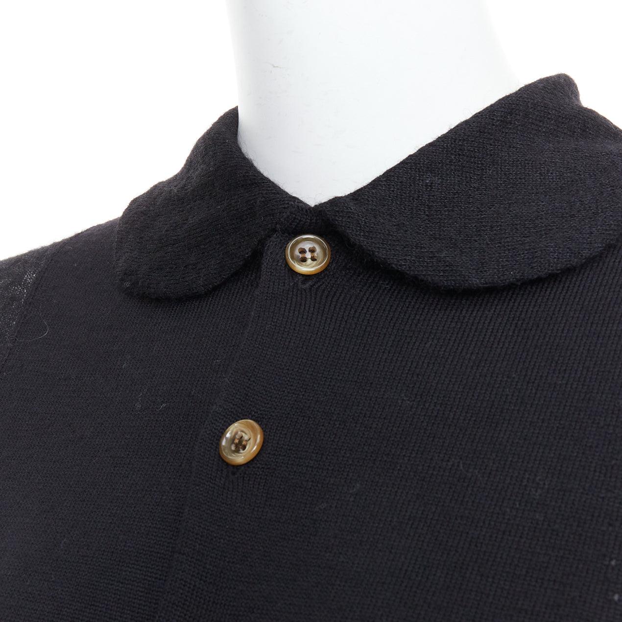 COMME DES GARCONS Tricot black peterpan collar sheer panels cardigan 3