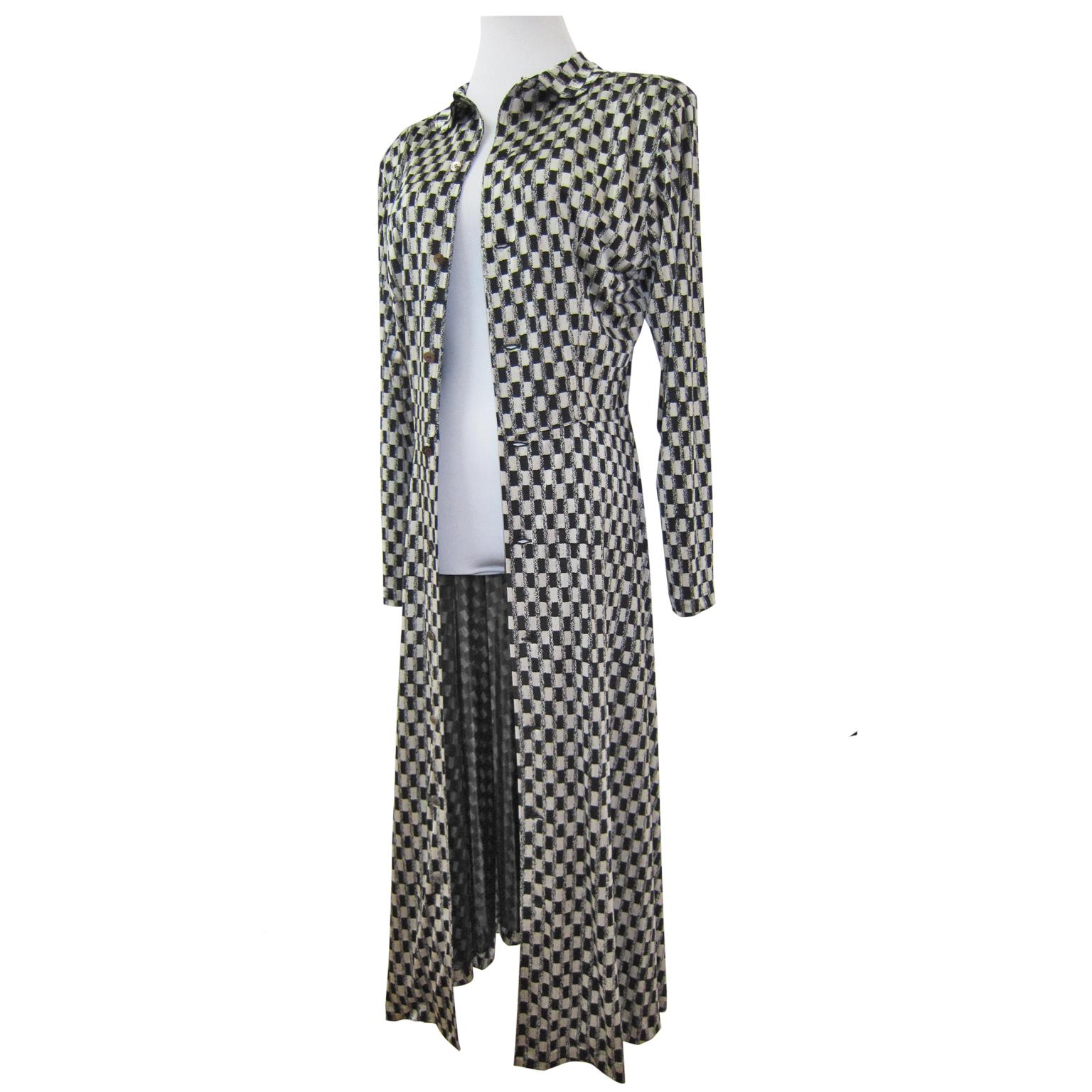 Gray Comme des Garcons Tricot Black White Dress Coat Early 1980s  For Sale
