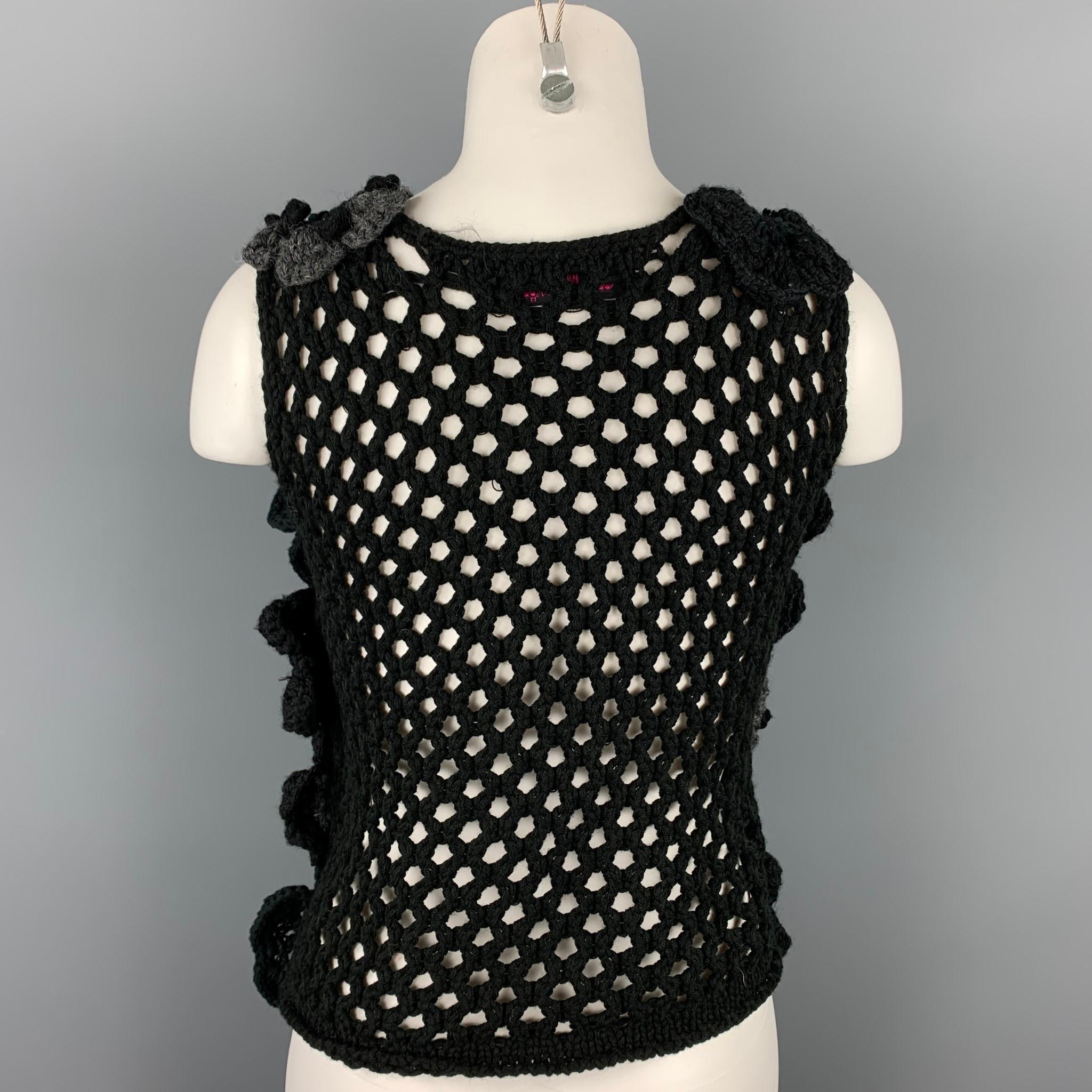 COMME des GARCONS TRICOT Size M Black & Grey Crochet Pullover Casual Top In Good Condition In San Francisco, CA