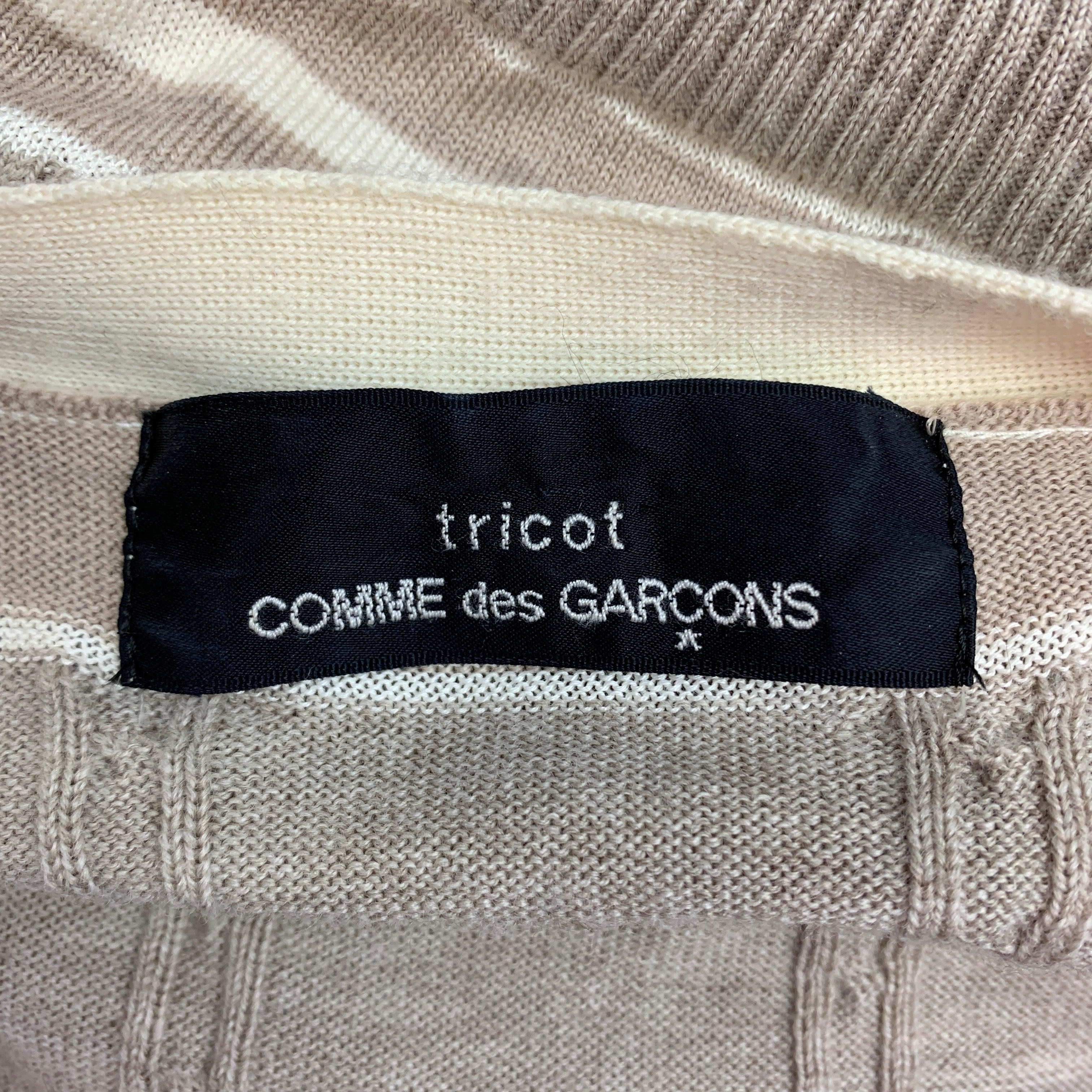 COMME des GARCONS TRICOT Size M Taupe & Cream Textured Knit Cardigan In Good Condition In San Francisco, CA