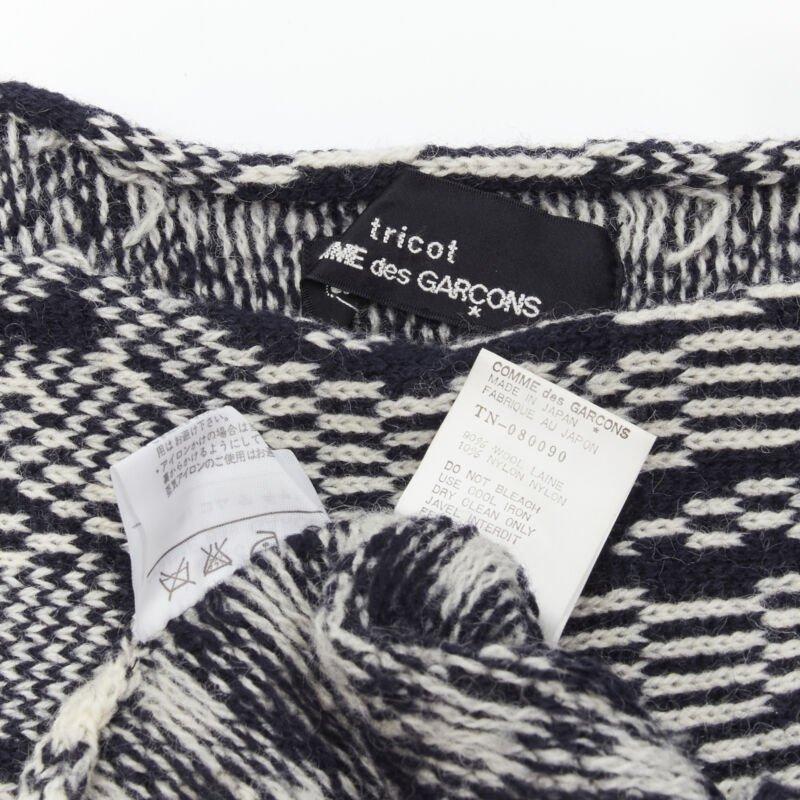 COMME DES GARCONS Tricot Vintage 1980s grey intarsia checker sweater M For Sale 5