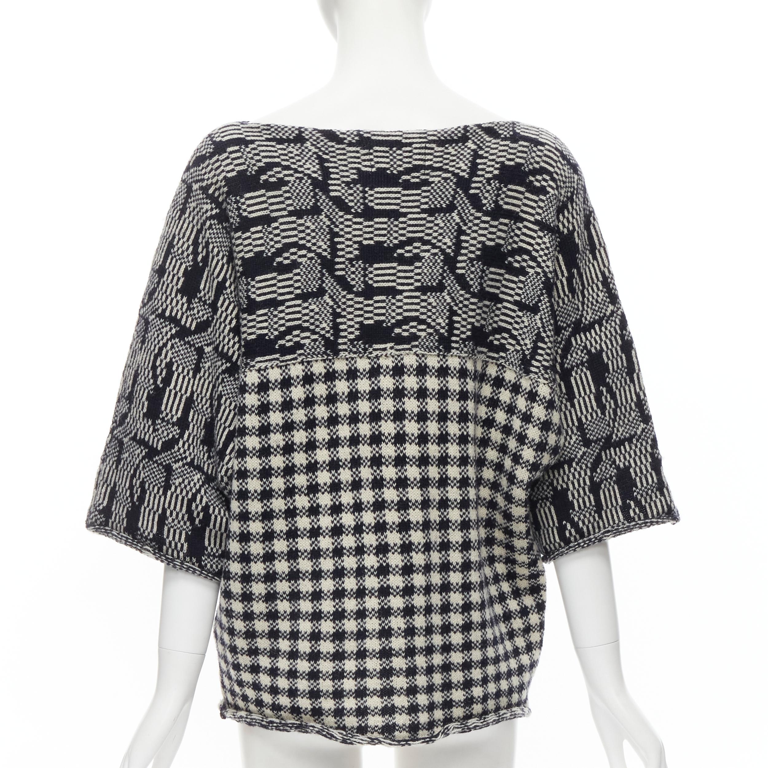 Women's COMME DES GARCONS Tricot Vintage 1980s grey intarsia checker sweater M For Sale