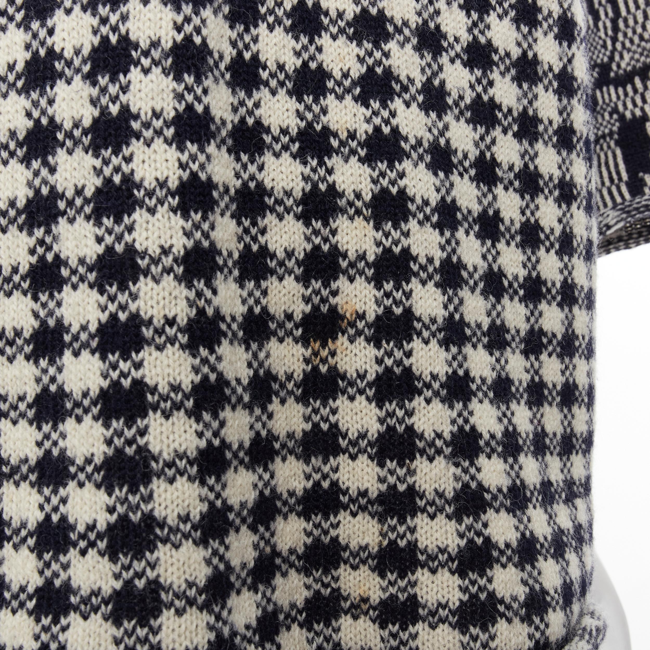 COMME DES GARCONS Tricot Vintage 1980s grey intarsia checker sweater M For Sale 3