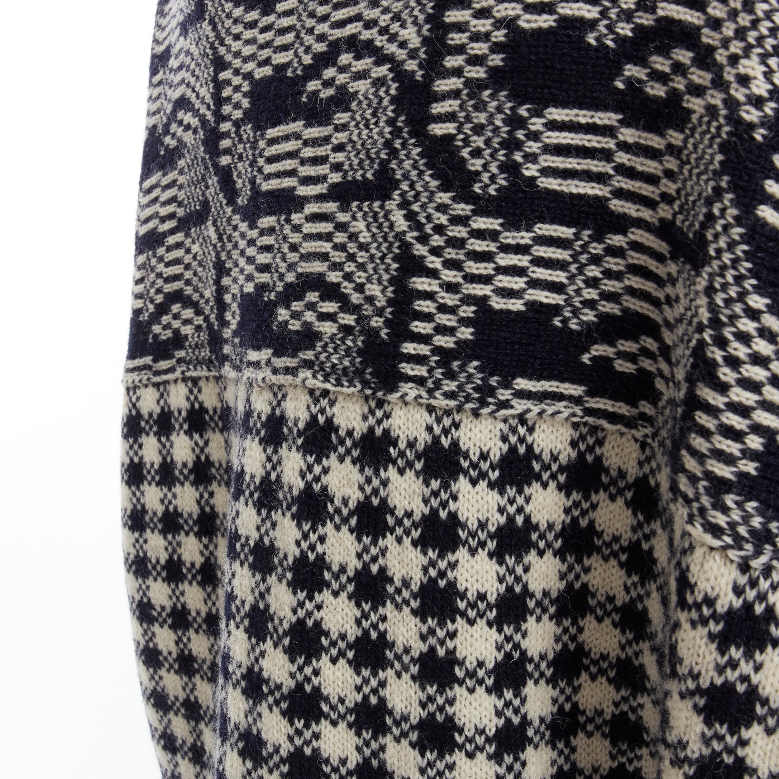 COMME DES GARCONS Tricot Vintage 1980s grey intarsia checker sweater M For Sale 4