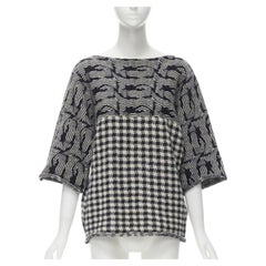 COMME DES GARCONS Tricot Vintage 1980s grey intarsia checker sweater M