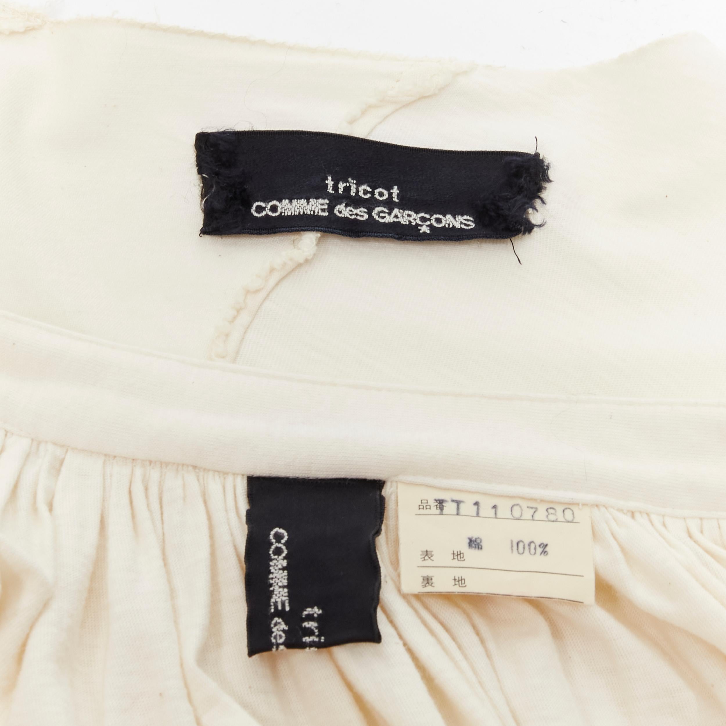 COMME DES GARCONS TRICOT Vintage raw cotton patchwork trapeze top midi skirt For Sale 5