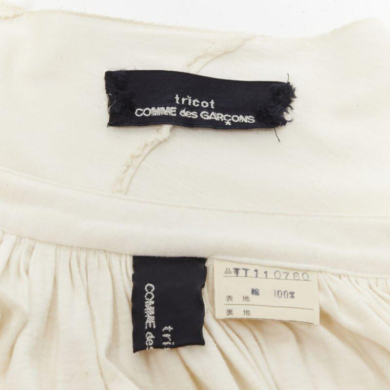 COMME DES GARCONS TRICOT Vintage raw cotton patchwork trapeze top midi skirt For Sale 5