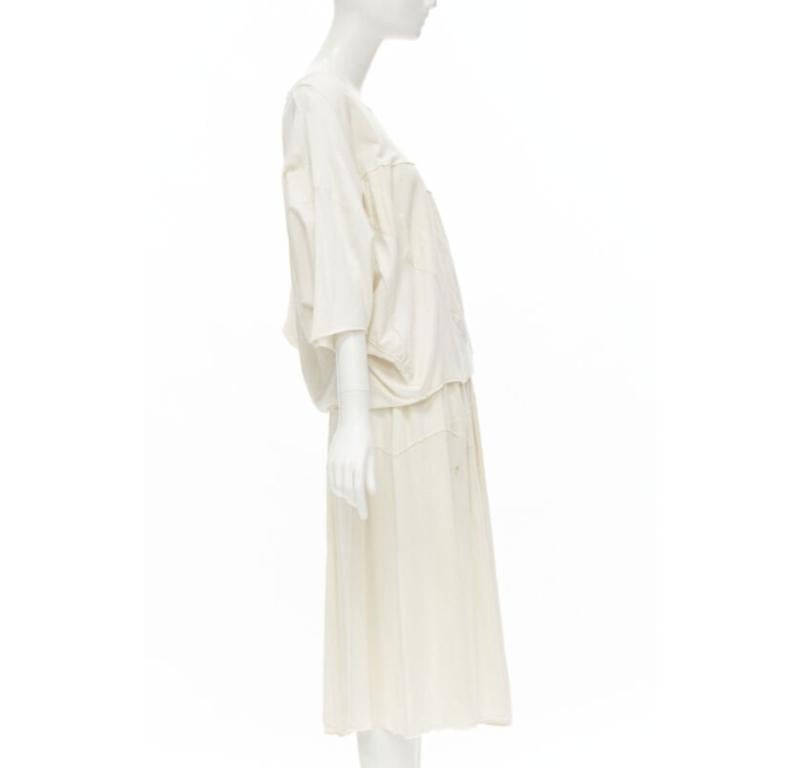 COMME DES GARCONS TRICOT Vintage raw cotton patchwork trapeze top midi skirt In Good Condition For Sale In Hong Kong, NT