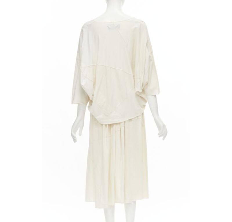 Women's COMME DES GARCONS TRICOT Vintage raw cotton patchwork trapeze top midi skirt For Sale