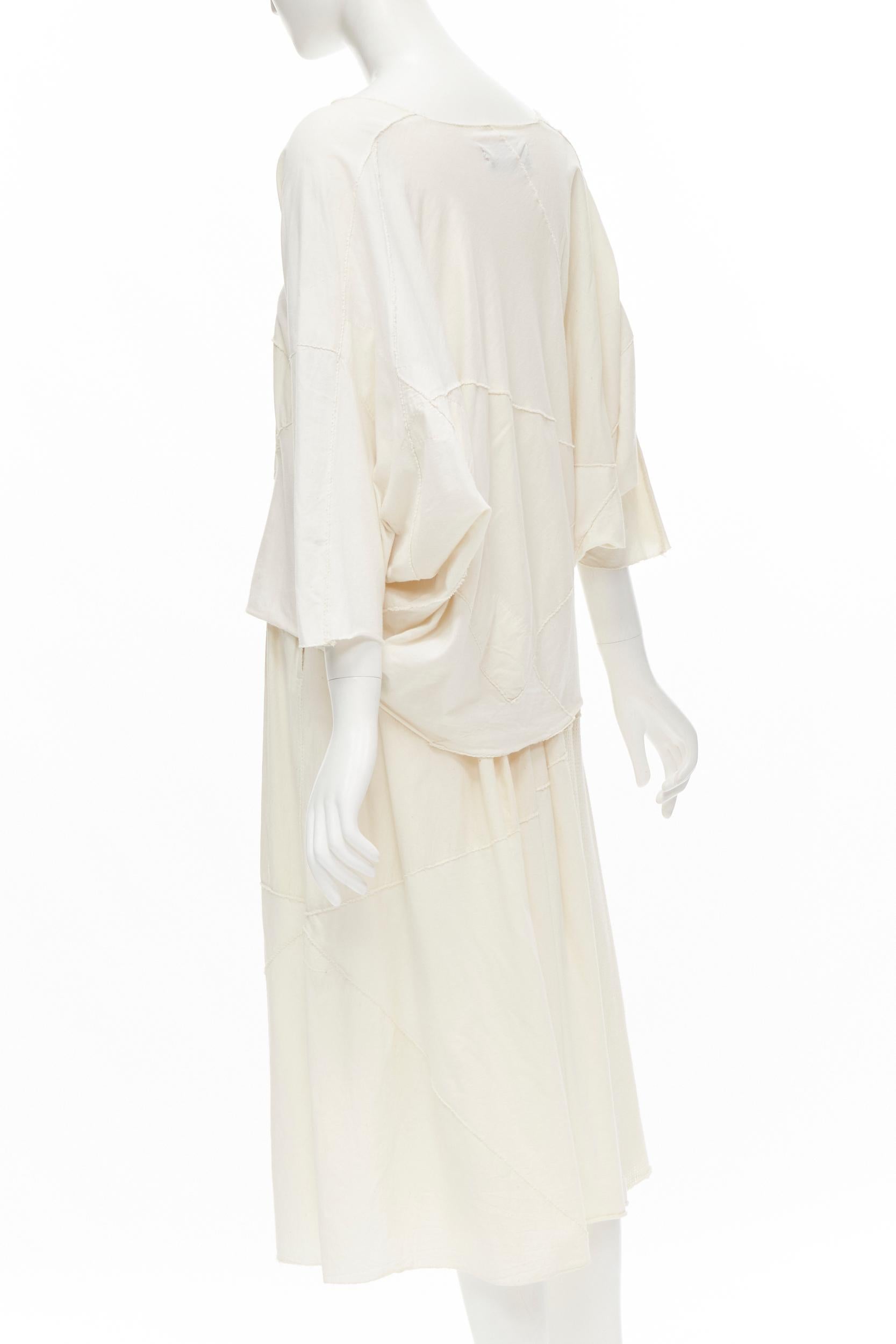 COMME DES GARCONS TRICOT Vintage raw cotton patchwork trapeze top midi skirt For Sale 1