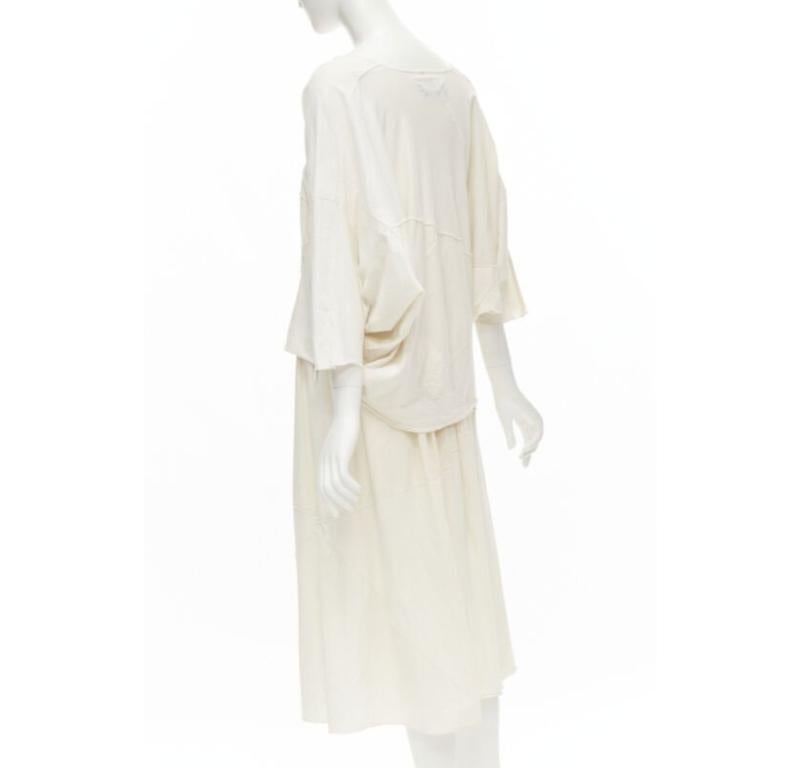 COMME DES GARCONS TRICOT Vintage raw cotton patchwork trapeze top midi skirt For Sale 1