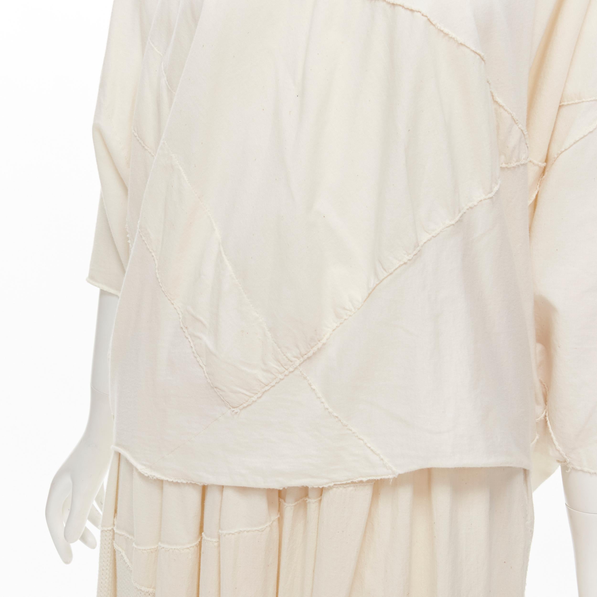 COMME DES GARCONS TRICOT Vintage raw cotton patchwork trapeze top midi skirt For Sale 2