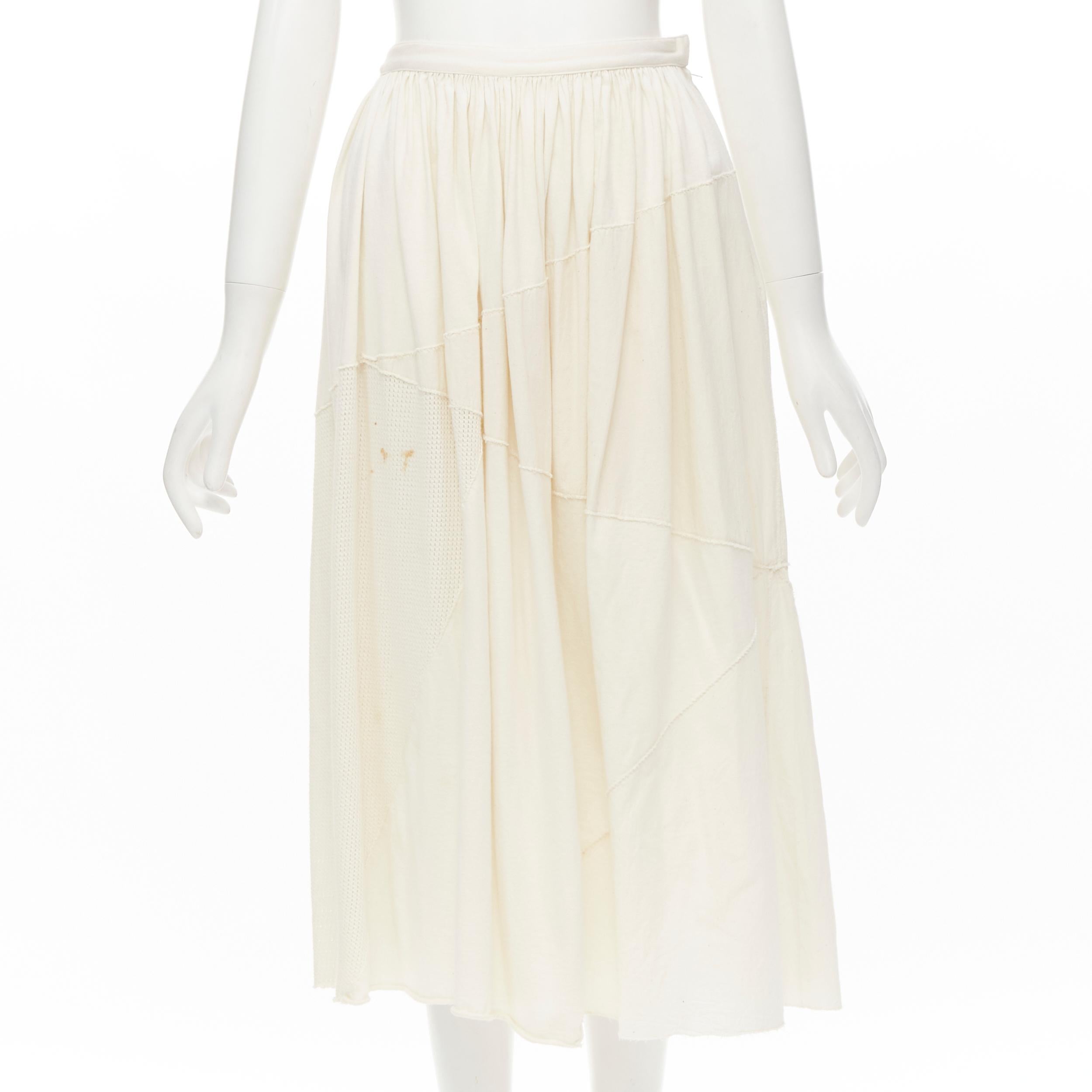 COMME DES GARCONS TRICOT Vintage raw cotton patchwork trapeze top midi skirt For Sale 3