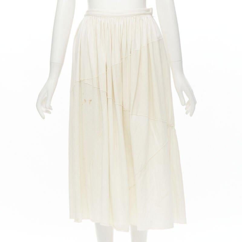 COMME DES GARCONS TRICOT Vintage raw cotton patchwork trapeze top midi skirt For Sale 3