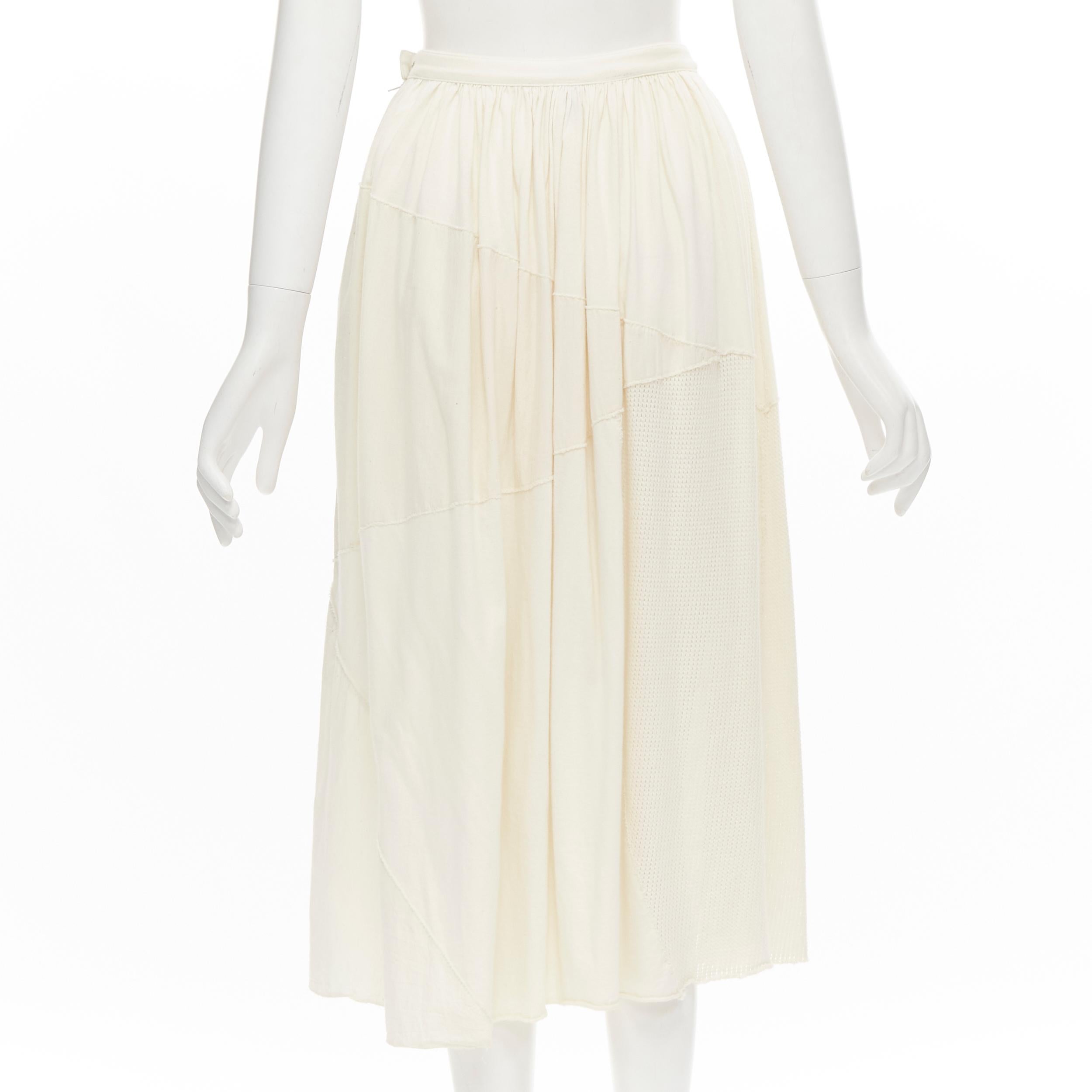 COMME DES GARCONS TRICOT Vintage raw cotton patchwork trapeze top midi skirt For Sale 4