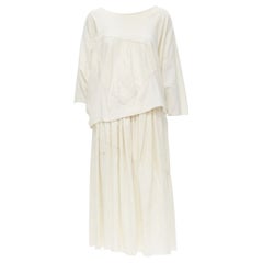 COMME DES GARCONS TRICOT Vintage raw cotton patchwork trapeze top midi skirt