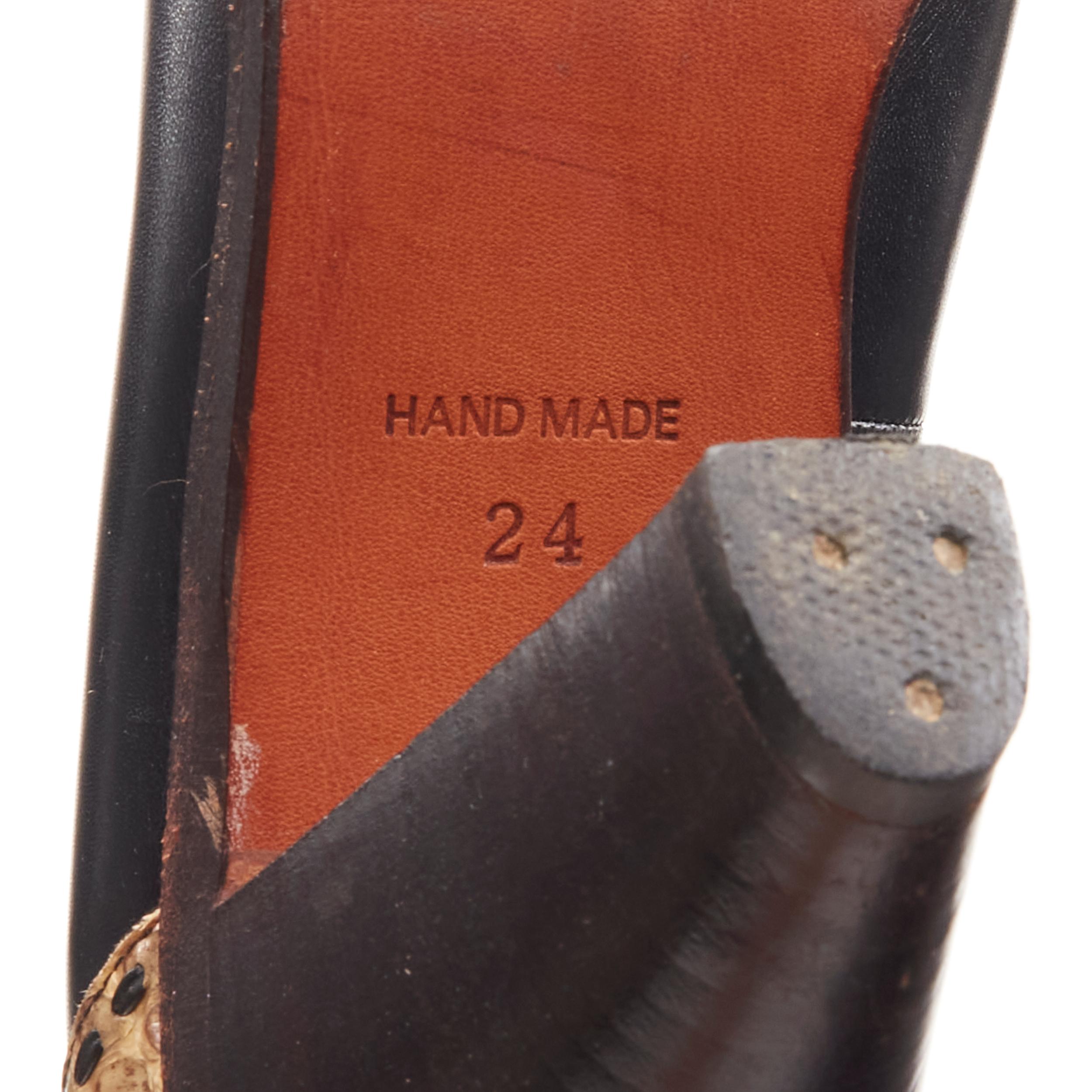 COMME DES GARCONS Vintage 1970s black leather western cuban heel JP24 EU36.5 For Sale 5