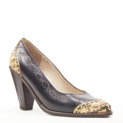 COMME DES GARCONS Vintage 1970s black leather western cuban heel JP24 EU36.5