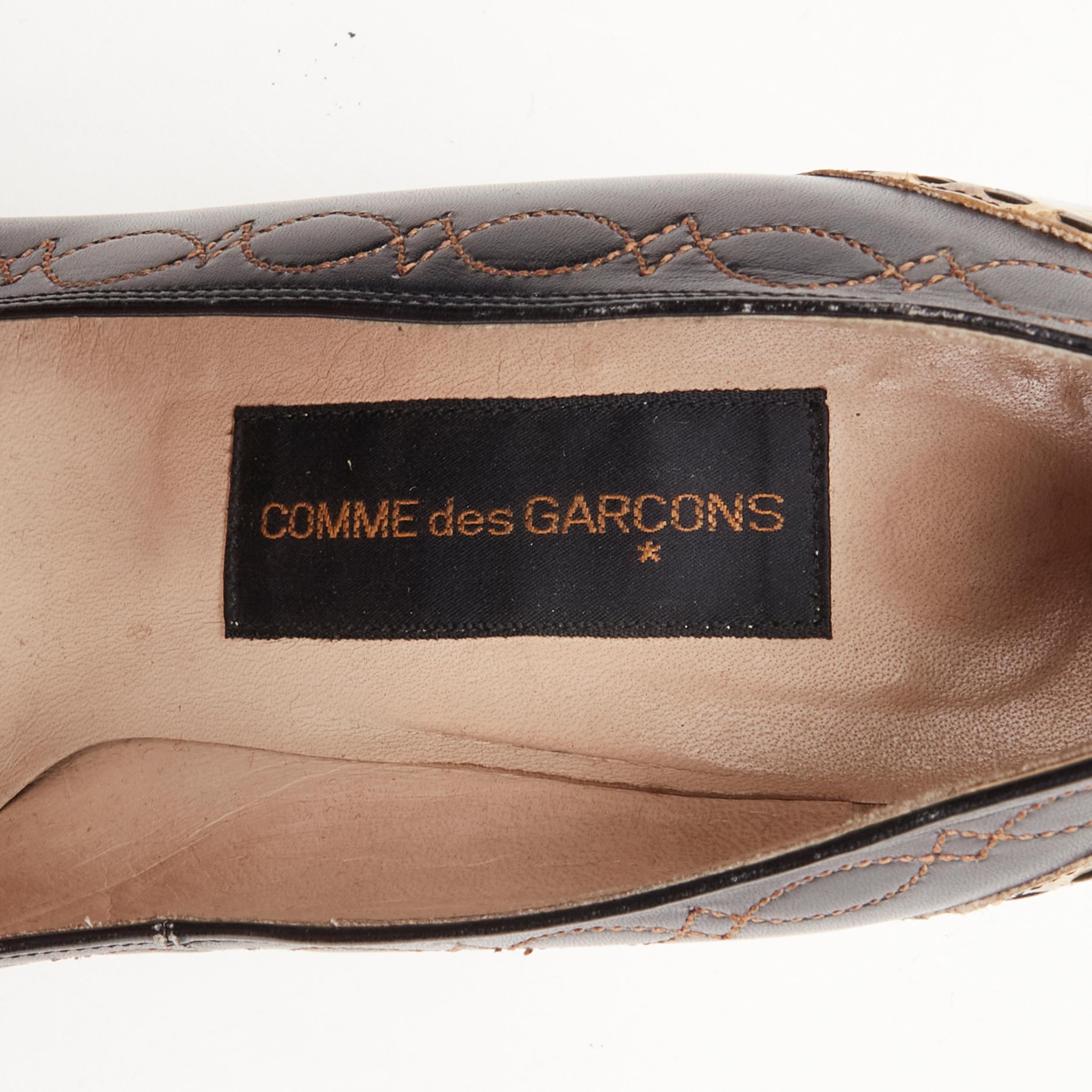 COMME DES GARCONS Vintage 1970s black leather western cuban heel JP24 EU36.5 For Sale 4