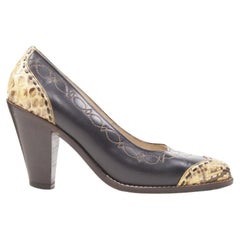COMME DES GARCONS Vintage 1970er Schwarzes Leder Western Cuban Heel JP24 EU36,5