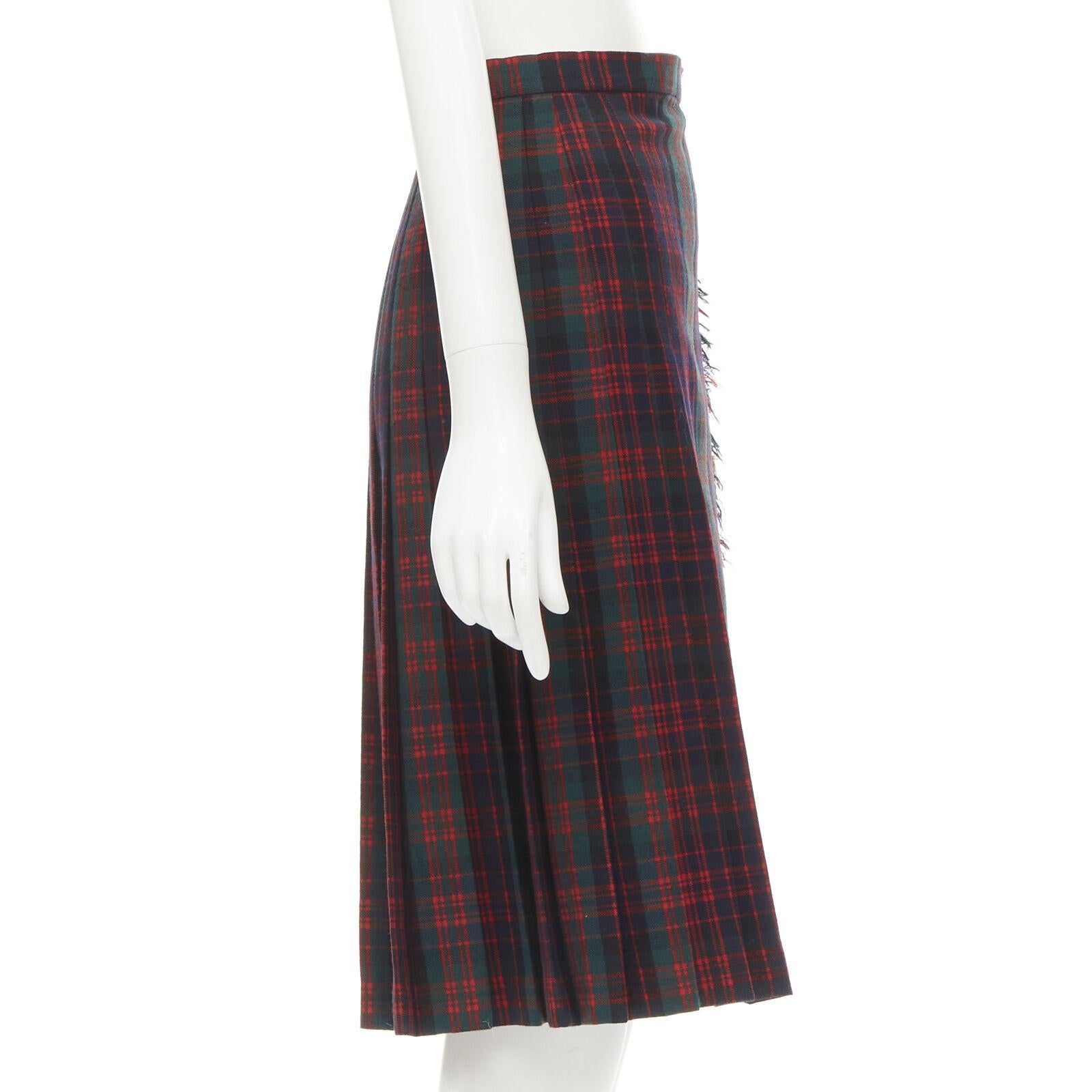 Women's COMME DES GARCONS Vintage 1970's Punk red plaid leather buckles punk kilt skirt