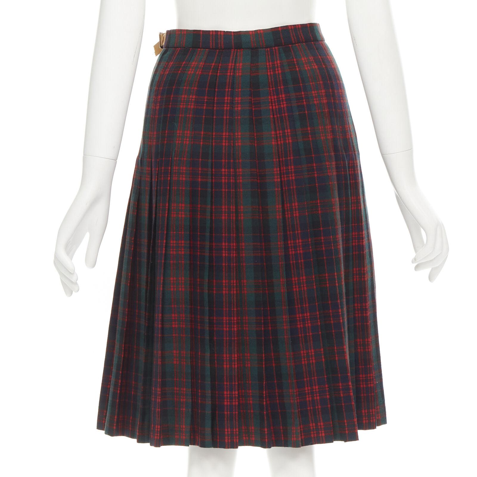 COMME DES GARCONS Vintage 1970's Punk red plaid leather buckles punk kilt skirt 1