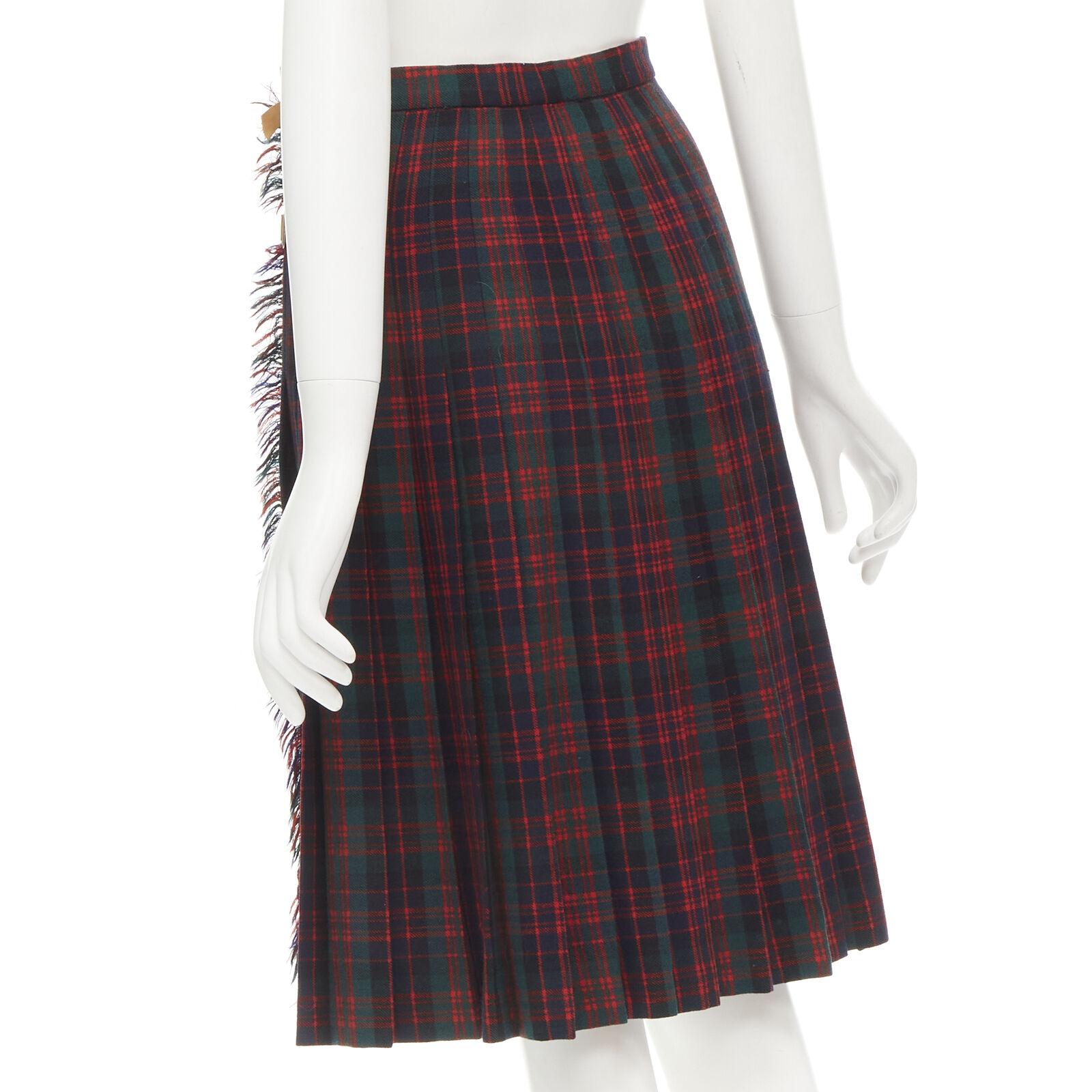 COMME DES GARCONS Vintage 1970's Punk red plaid leather buckles punk kilt skirt 2