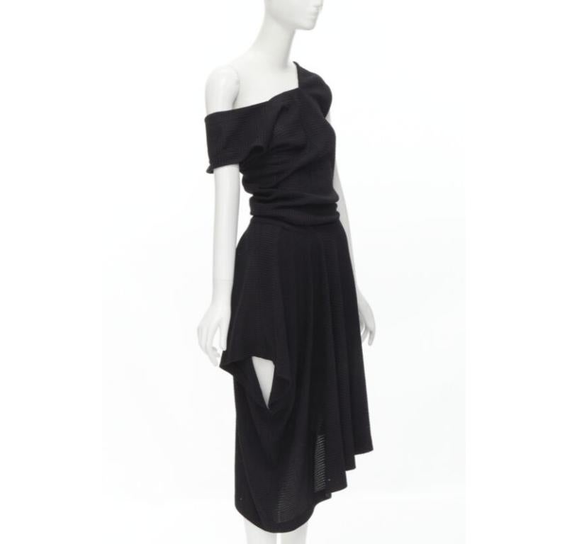 COMME DES GARCONS Vintage 1980s acetate knit angular draped handkerchief dress M In Excellent Condition For Sale In Hong Kong, NT