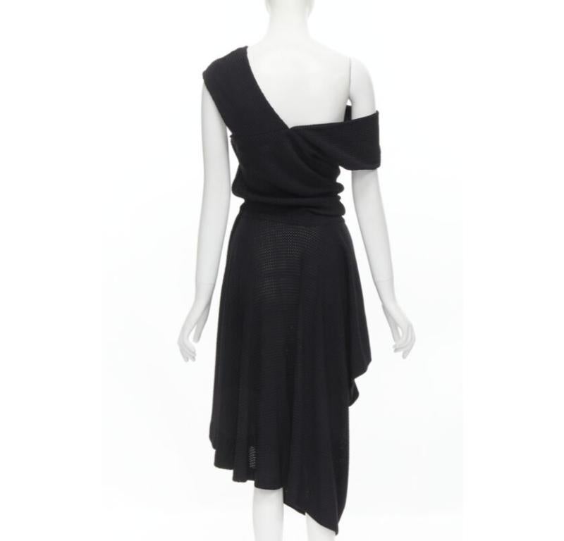 COMME DES GARCONS Vintage 1980s acetate knit angular draped handkerchief dress M For Sale 1