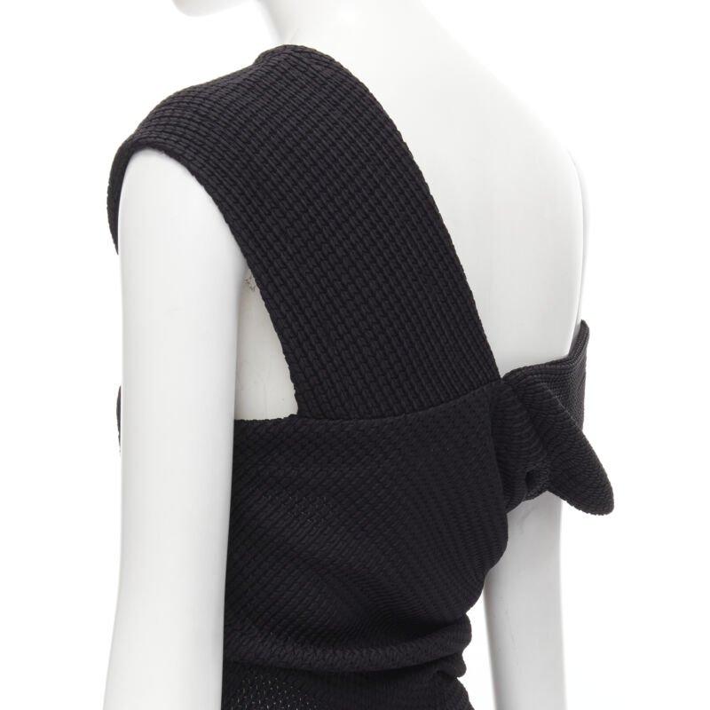 COMME DES GARCONS Vintage 1980s acetate knit angular draped handkerchief dress M For Sale 4