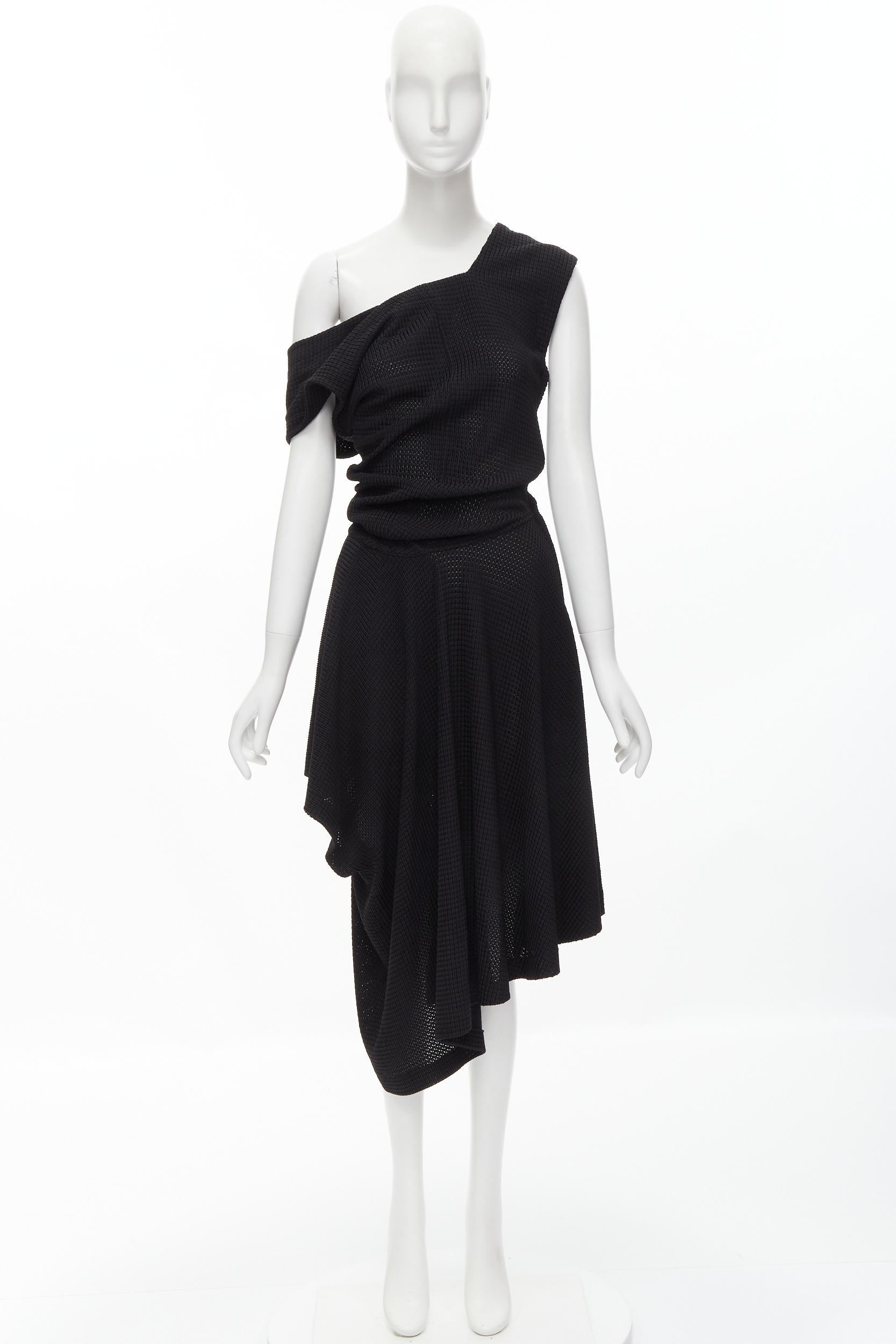 COMME DES GARCONS Vintage 1980s acetate nylon draped handkerchief dress M For Sale 6