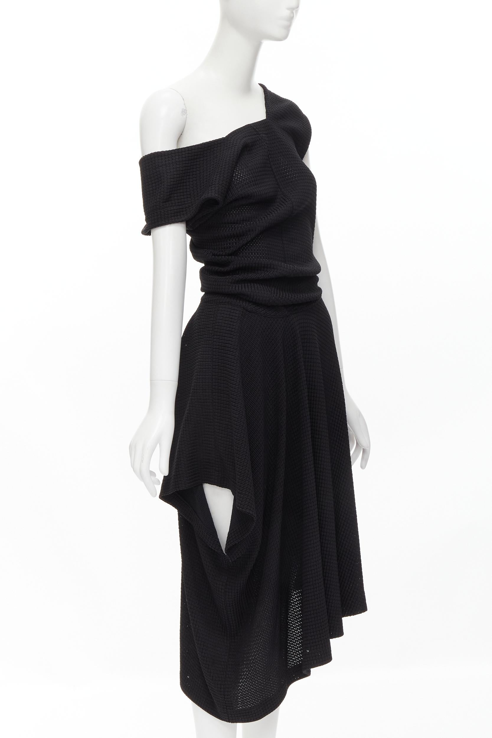 COMME DES GARCONS Vintage 1980s acetate nylon draped handkerchief dress M In Excellent Condition For Sale In Hong Kong, NT