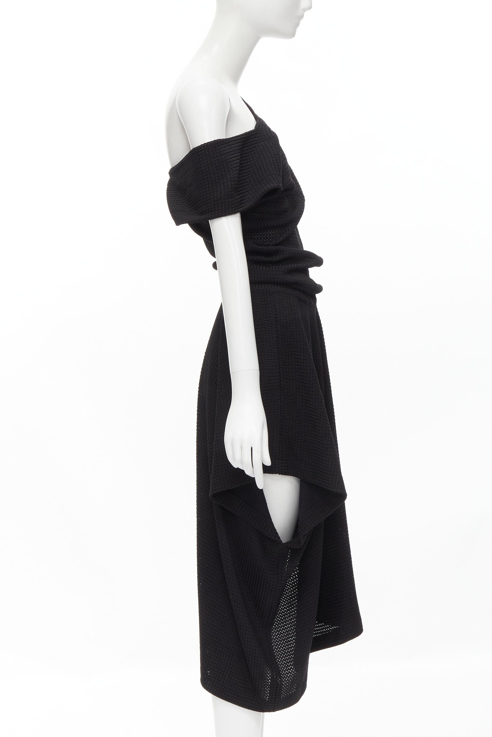 Women's COMME DES GARCONS Vintage 1980s acetate nylon draped handkerchief dress M For Sale
