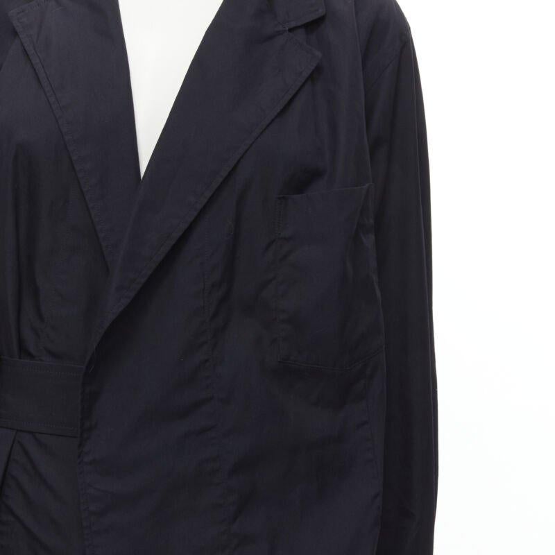 COMME DES GARCONS Vintage 1980s black asymmetric belted deconstructed blazer  M For Sale 4