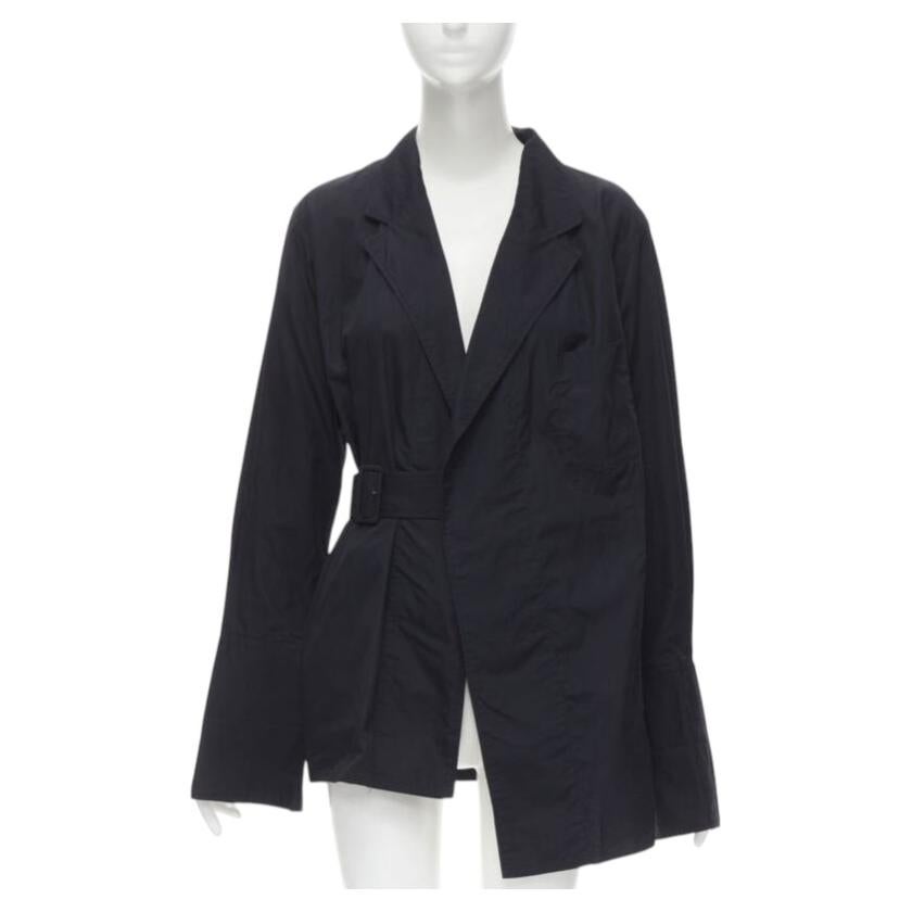 COMME DES GARCONS Vintage anni '80 blazer nero asimmetrico con cintura decostruito  M