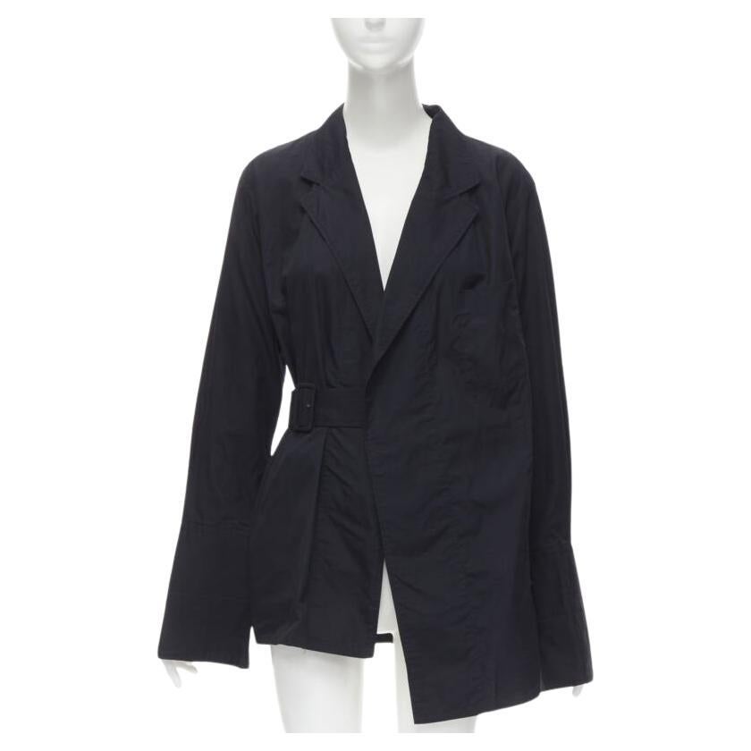 COMME DES GARCONS Vintage 1980s black asymmetric belted deconstructed blazer  M For Sale