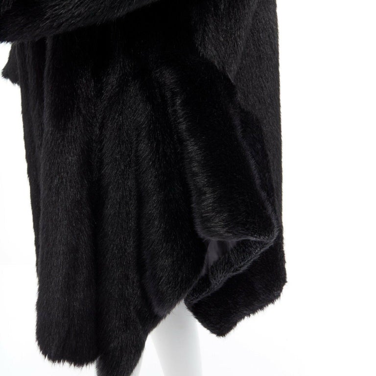 COMME DES GARCONS Vintage 1980s black asymmetric faux fur jacket coat ...