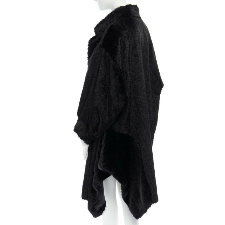 COMME DES GARCONS Vintage 1980s black asymmetric faux fur jacket coat ...