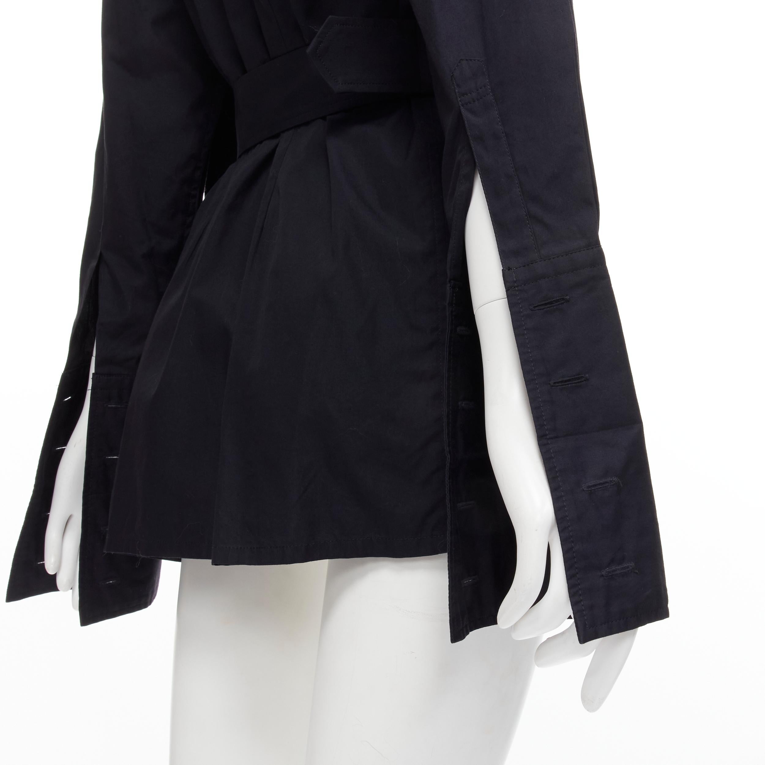 COMME DES GARCONS Vintage 1980s black cotton belted deconstructed blazer  M For Sale 5