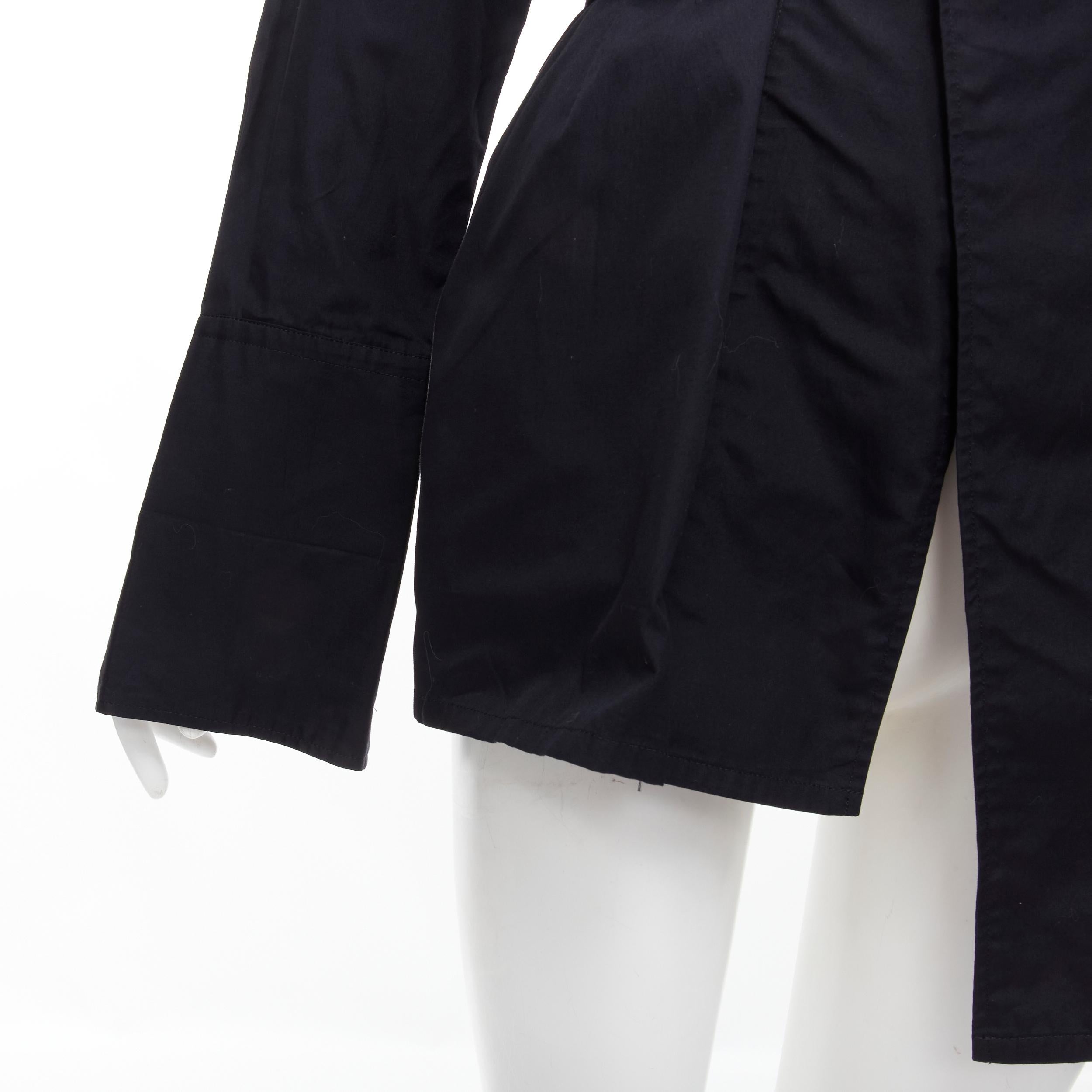 COMME DES GARCONS Vintage 1980s black cotton belted deconstructed blazer  M For Sale 6