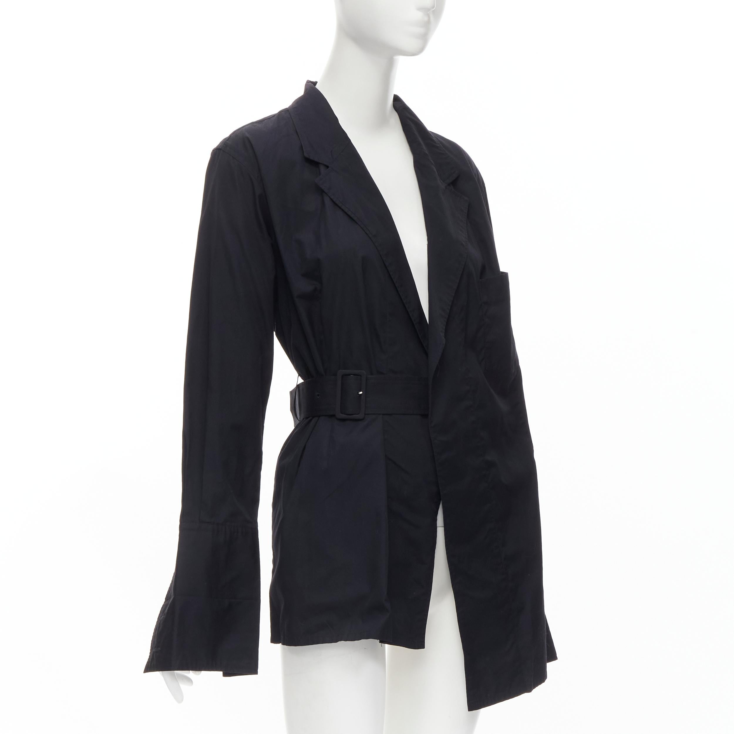 Black COMME DES GARCONS Vintage 1980s black cotton belted deconstructed blazer  M For Sale